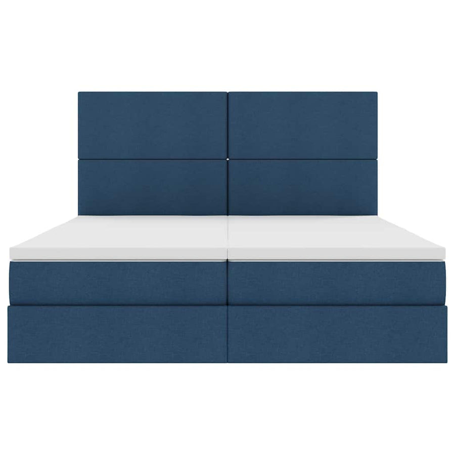 Bed met LED-stripverlichting met opslag Blauw 200 x 200 cm Stof