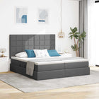 Bed with LED Strip Lighting Dark Grey 180 x 200 cm Fabric