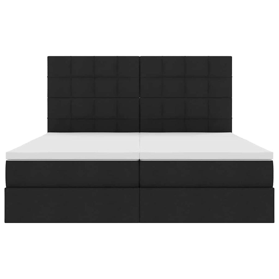 Bed met LED-stripverlichting met opslag Zwart 180 x 200 cm Stof