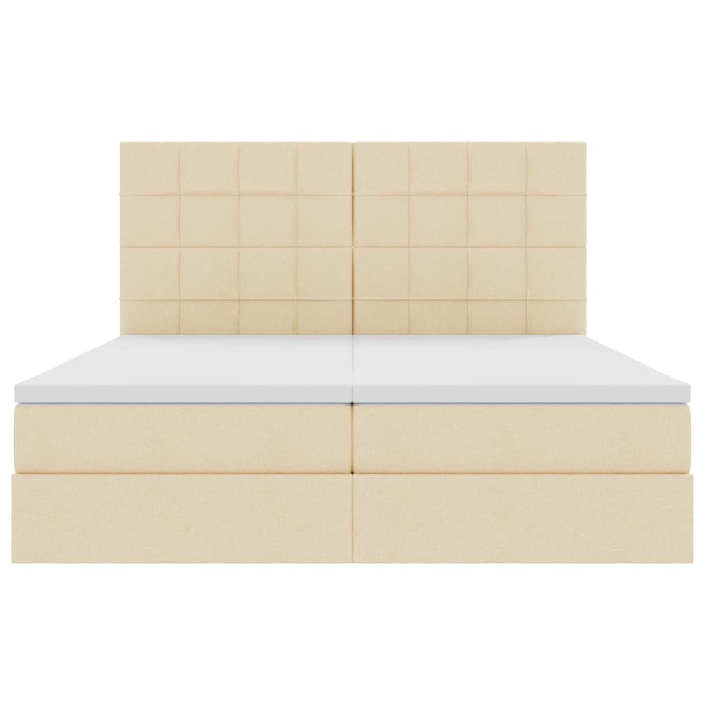 Bed met LED-stripverlichting met opslag Crème 180 x 200 cm Stof
