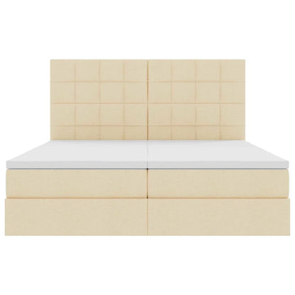Bed met LED-stripverlichting met opslag Crème 180 x 200 cm Stof