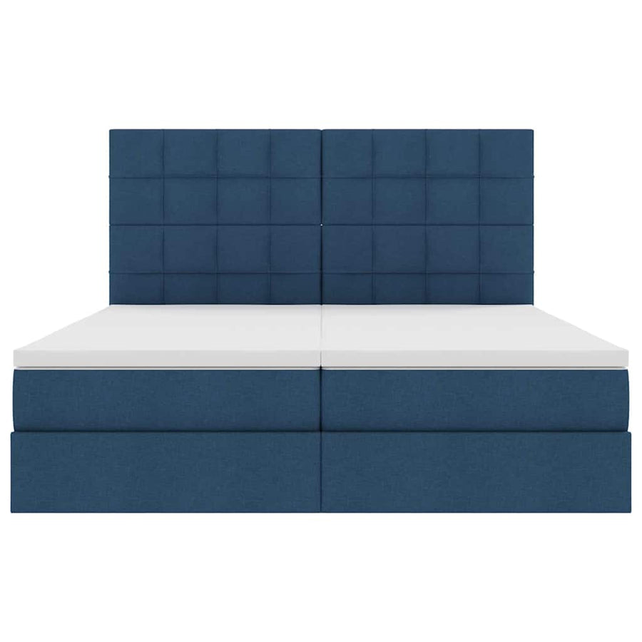 Bed met LED-stripverlichting met opslag Blauw 180 x 200 cm Stof
