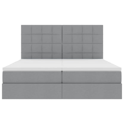 Bed met LED-stripverlichting Lichtgrijs 200 x 200 cm Stof