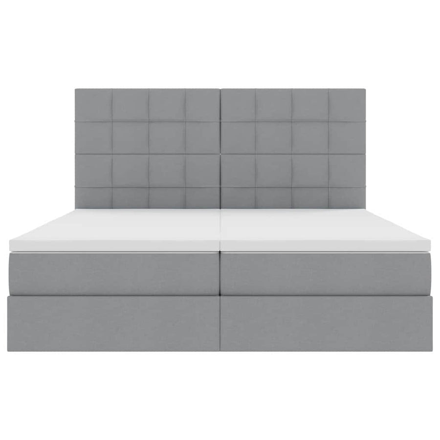 Bed met LED-stripverlichting Lichtgrijs 200 x 200 cm Stof