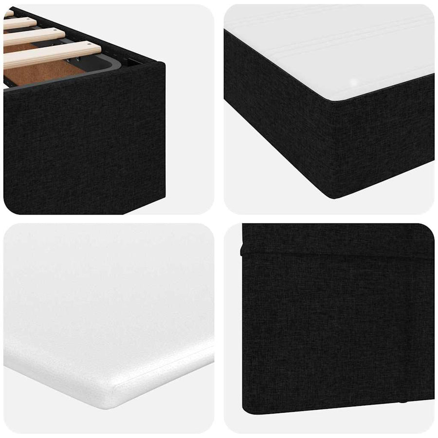Bed met LED-stripverlichting met opslag Zwart 200 x 200 cm Stof