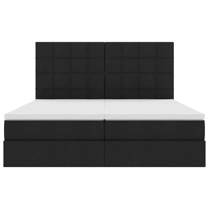 Bed met LED-stripverlichting met opslag Zwart 200 x 200 cm Stof
