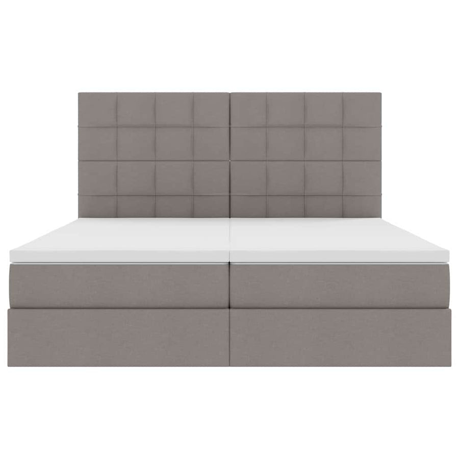 Bed met LED-stripverlichting met opslag Taupe 200 x 200 cm Stof