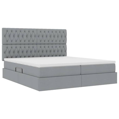 Bed met LED-stripverlichting Lichtgrijs 180 x 200 cm Stof