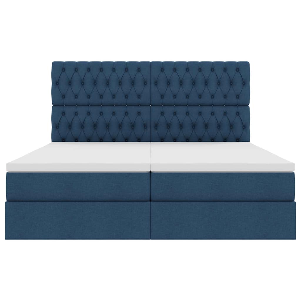 Bed met LED-stripverlichting met opslag Blauw 180 x 200 cm Stof