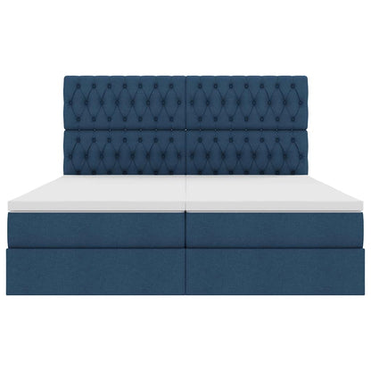 Bed met LED-stripverlichting met opslag Blauw 180 x 200 cm Stof