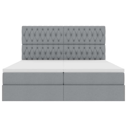 Bed met LED-stripverlichting Lichtgrijs 200 x 200 cm Stof