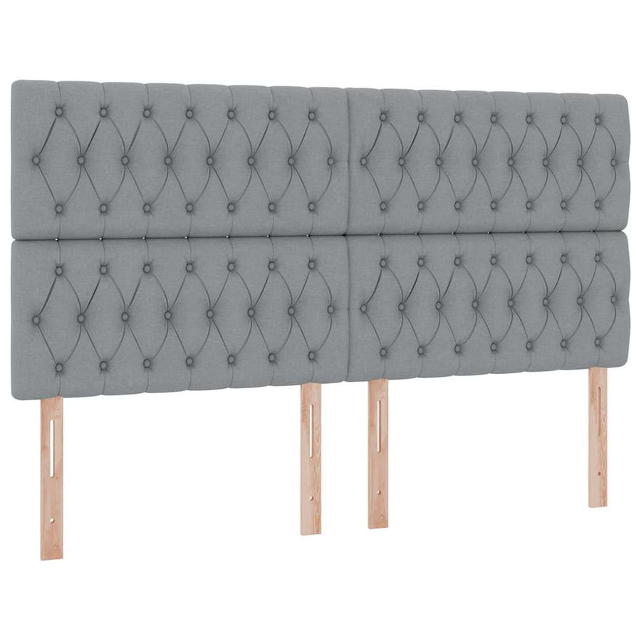 Bed met LED-stripverlichting Lichtgrijs 200 x 200 cm Stof