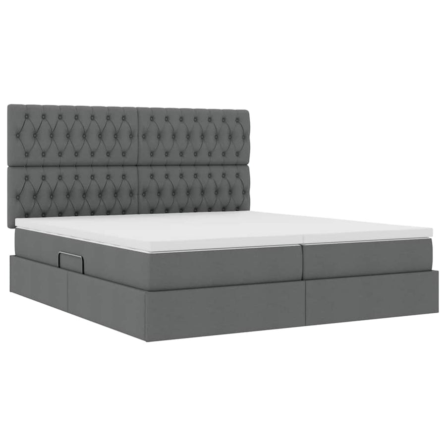 Bed met LED-stripverlichting Donkergrijs 200 x 200 cm Stof
