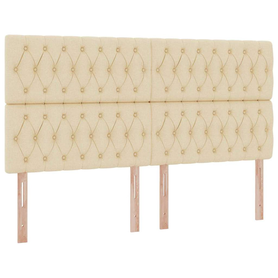 Bed met LED-stripverlichting met opslag Crème 200 x 200 cm Stof