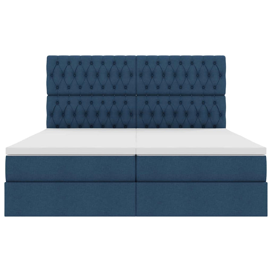 Bed met LED-stripverlichting met opslag Blauw 200 x 200 cm Stof