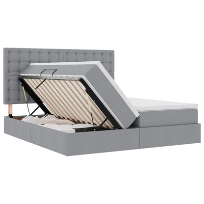 Bed met LED-stripverlichting Lichtgrijs 180 x 200 cm Stof