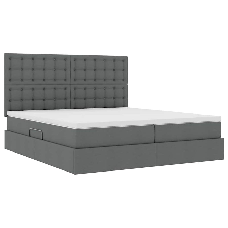 Bed met LED-stripverlichting Donkergrijs 180 x 200 cm Stof