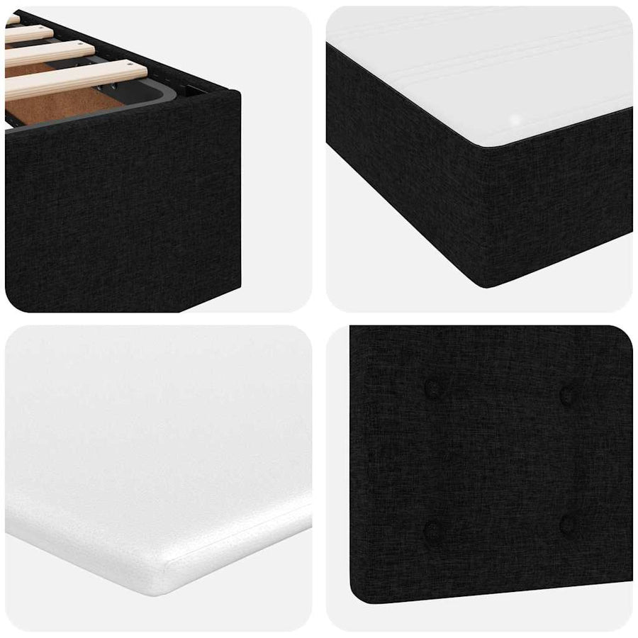Bed met LED-stripverlichting met opslag Zwart 180 x 200 cm Stof
