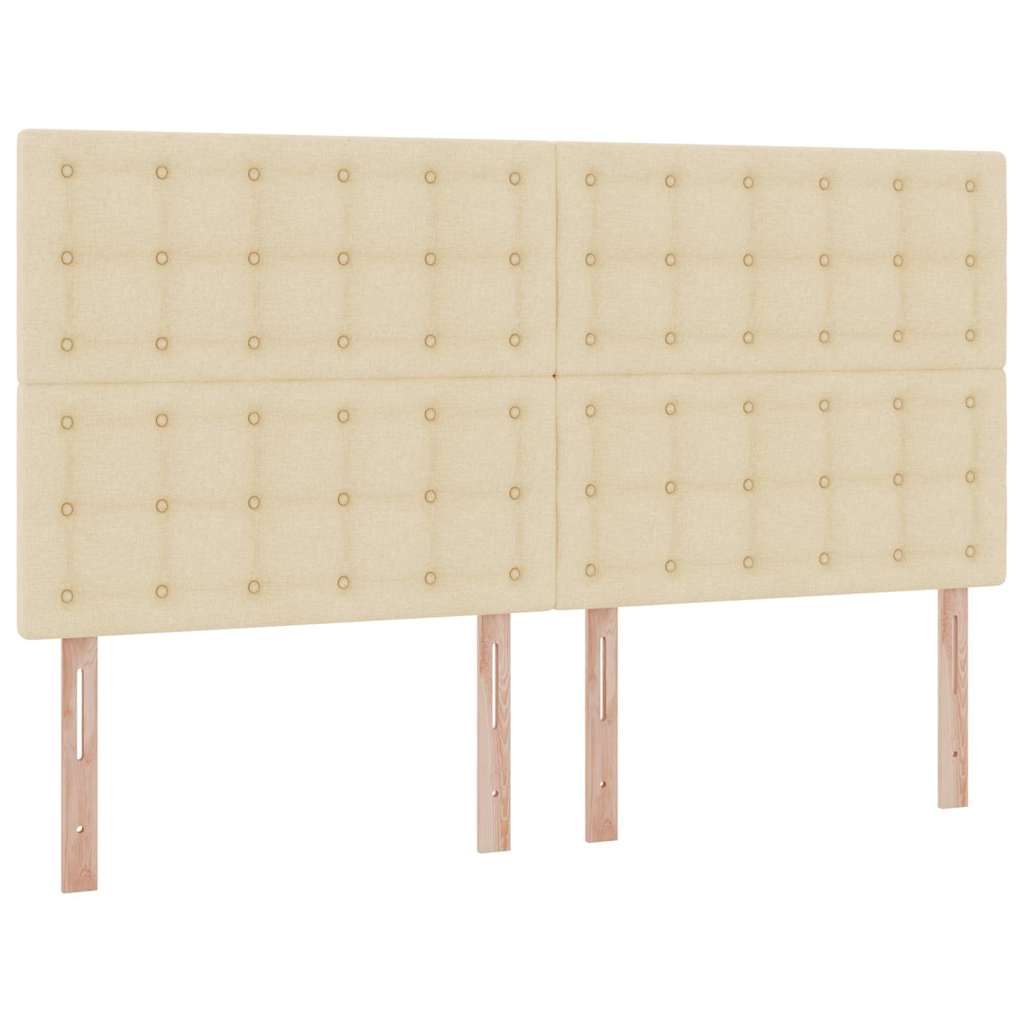 Bed met LED-striplichten met hoofdeinde Crème 200 x 200 cm Stof