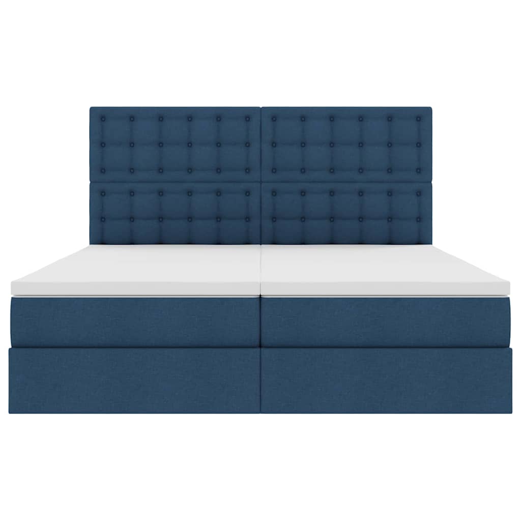 Bed met LED-striplichten met hoofdeinde Blauw 200 x 200 cm Stof