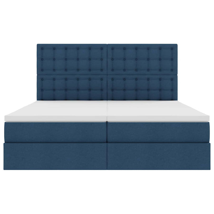 Bed met LED-striplichten met hoofdeinde Blauw 200 x 200 cm Stof