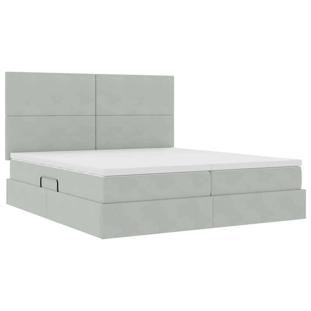 Bed met LED-stripverlichting Lichtgrijs 180 x 200 cm Fluweel