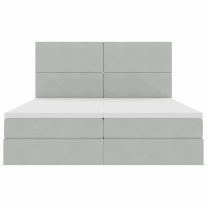 Bed met LED-stripverlichting Lichtgrijs 180 x 200 cm Fluweel