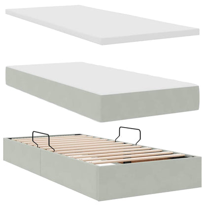 Bed met LED-stripverlichting Lichtgrijs 180 x 200 cm Fluweel