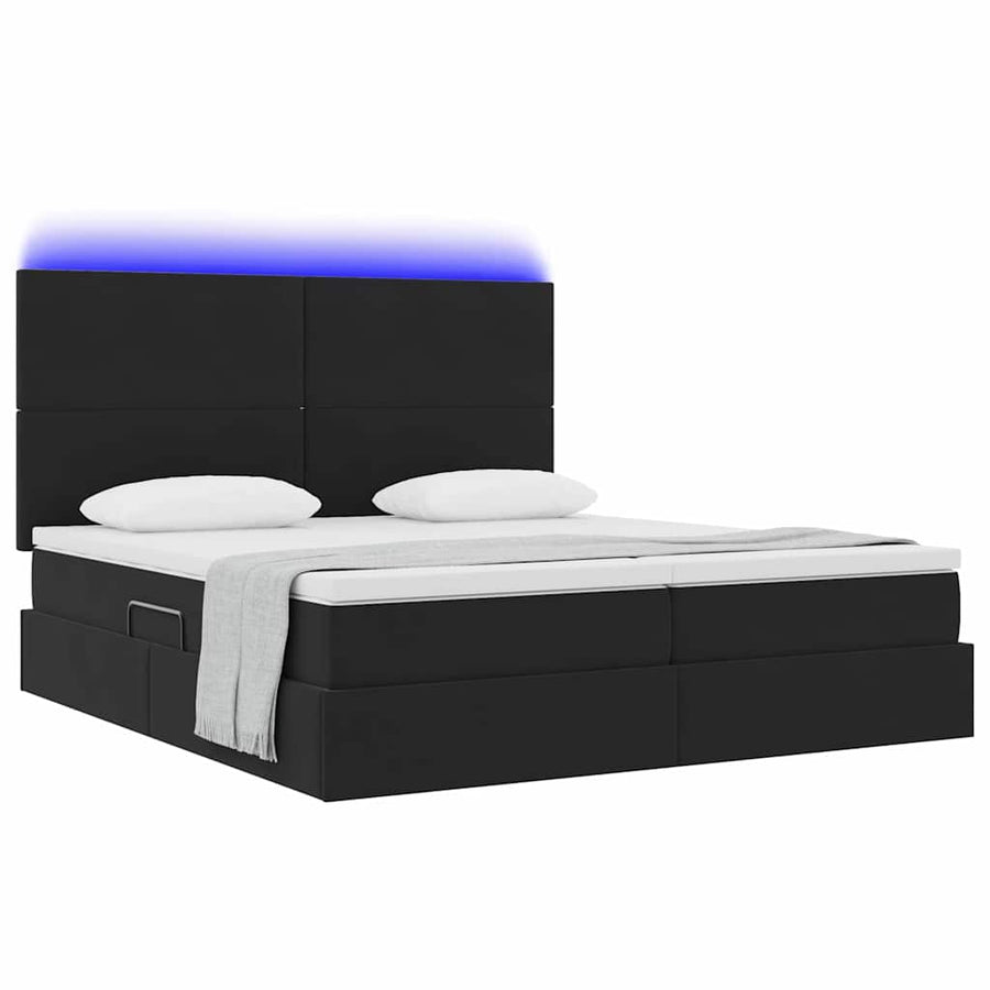 Bed met LED-stripverlichting Zwart 180 x 200 cm Fluweel