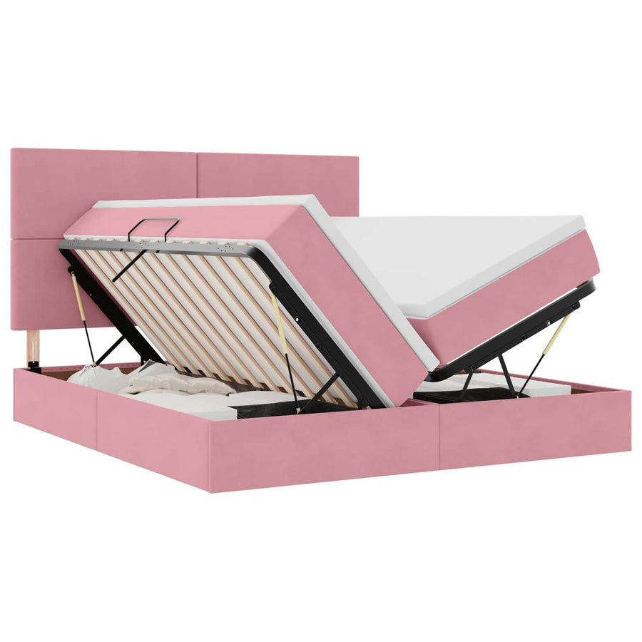 Bed met LED-stripverlichting Roze 180 x 200 cm Fluweel