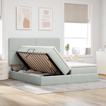 Bed met LED-stripverlichting Lichtgrijs 200 x 200 cm Fluweel