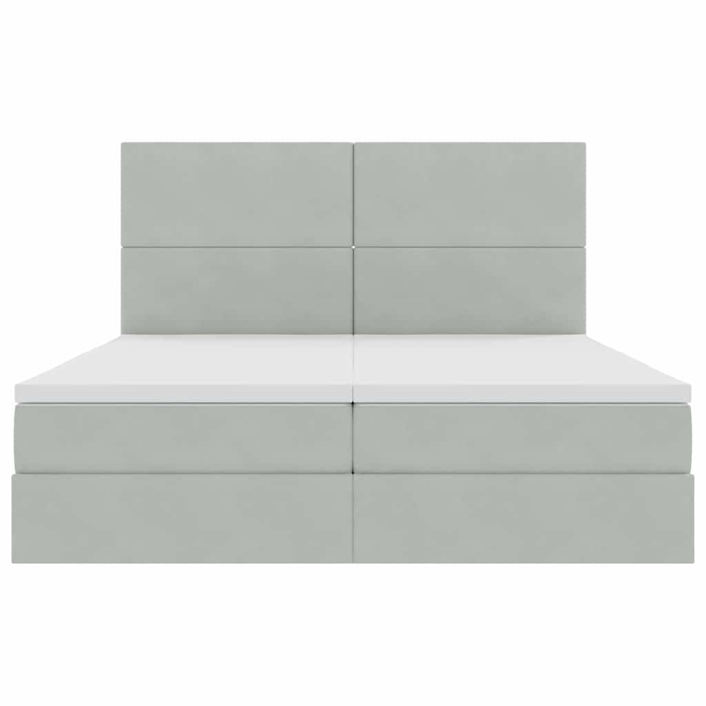 Bed met LED-stripverlichting Lichtgrijs 200 x 200 cm Fluweel
