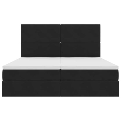 Bed met LED-stripverlichting Zwart 200 x 200 cm Fluweel