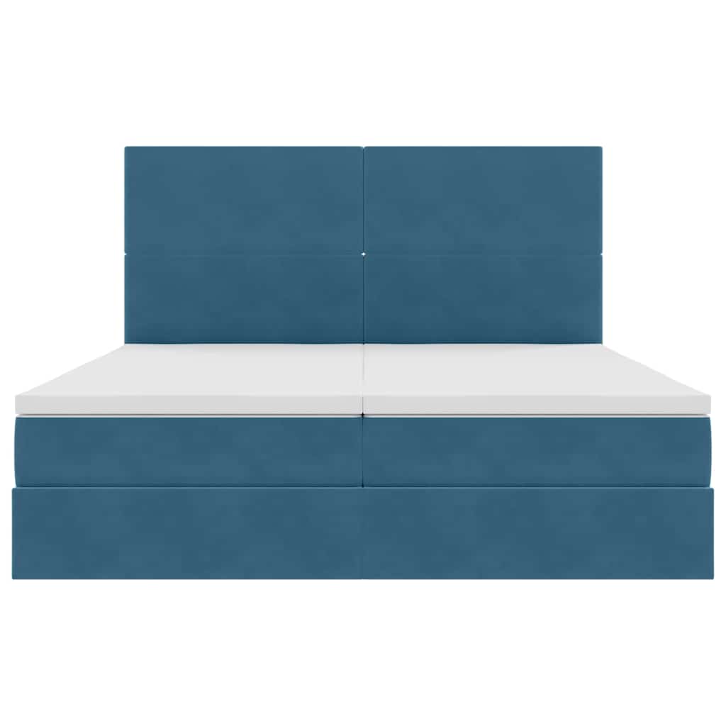 Bed met LED-stripverlichting Donkerblauw 200 x 200 cm Fluweel