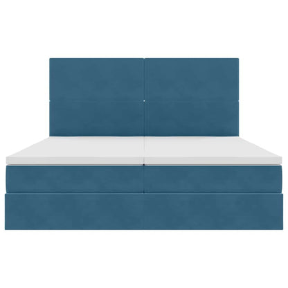 Bed met LED-stripverlichting Donkerblauw 200 x 200 cm Fluweel