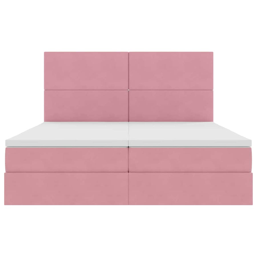 Bed met LED-stripverlichting Roze 200 x 200 cm Fluweel