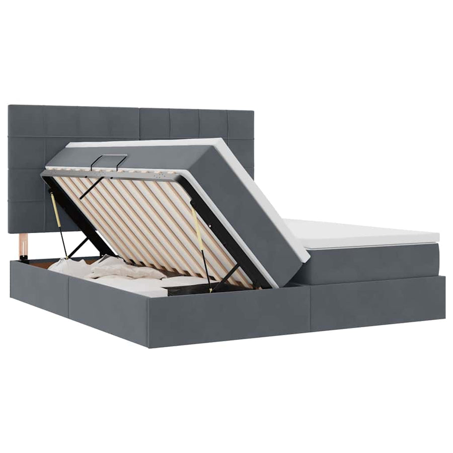 Bed met LED-stripverlichting Donkergrijs 180 x 200 cm Fluweel