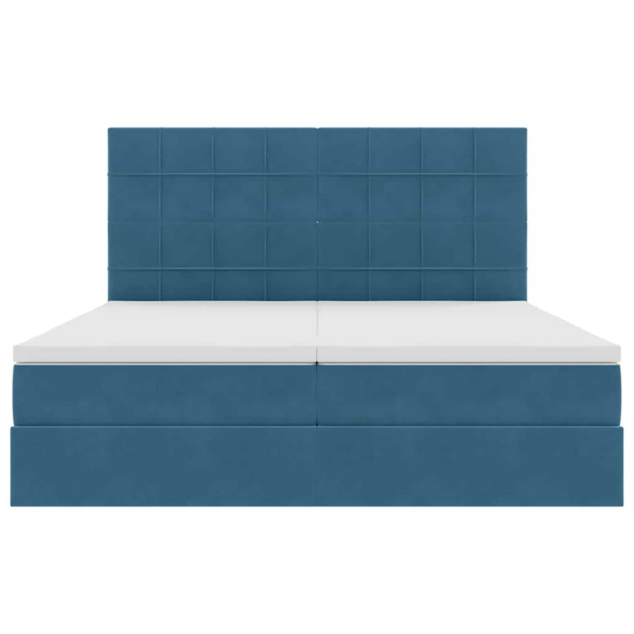 Bed met LED-stripverlichting Donkerblauw 180 x 200 cm Fluweel
