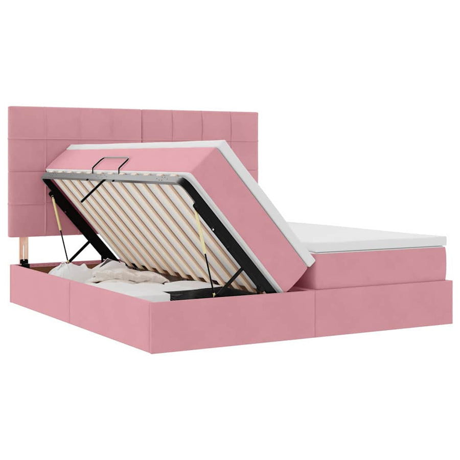 Bed met LED-stripverlichting Roze 180 x 200 cm Fluweel