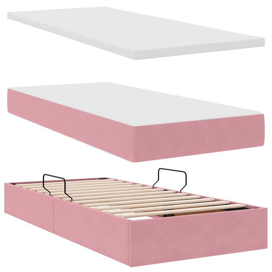 Bed met LED-stripverlichting Roze 180 x 200 cm Fluweel