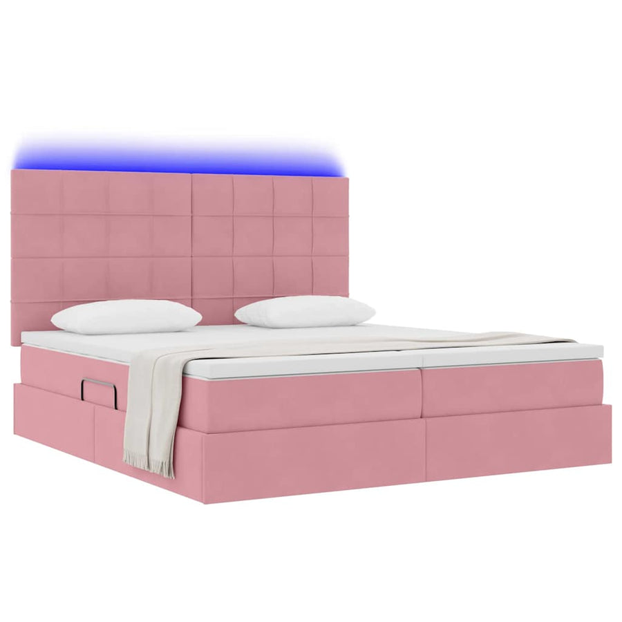 Bed met LED-stripverlichting Roze 180 x 200 cm Fluweel