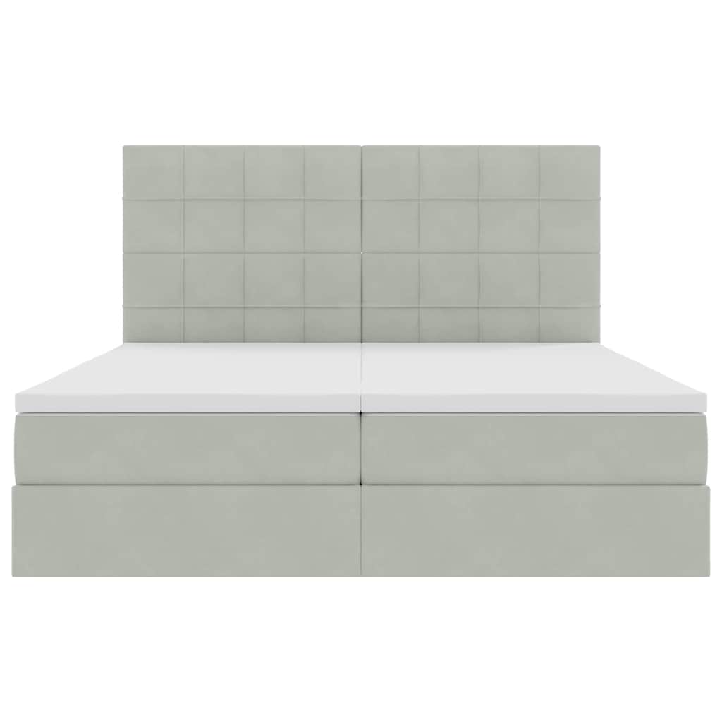 Bed met LED-stripverlichting Lichtgrijs 200 x 200 cm Fluweel