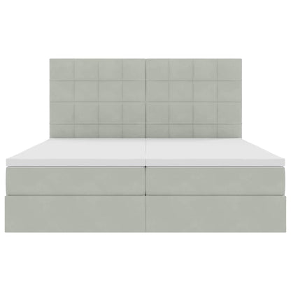 Bed met LED-stripverlichting Lichtgrijs 200 x 200 cm Fluweel