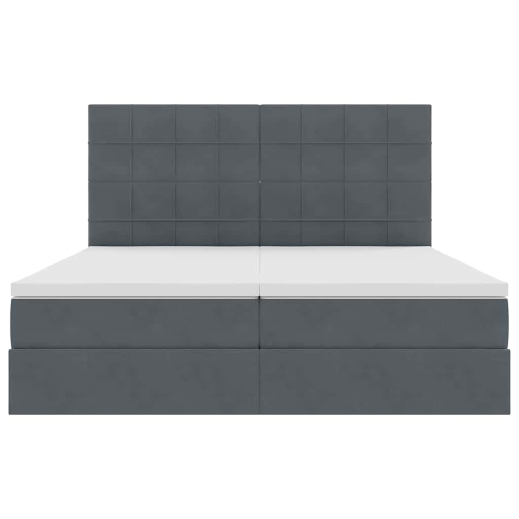 Bed met LED-stripverlichting Donkergrijs 200 x 200 cm Fluweel