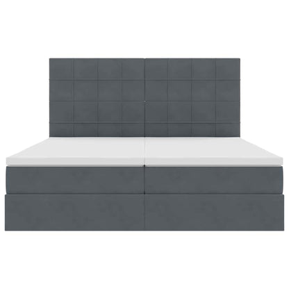 Bed met LED-stripverlichting Donkergrijs 200 x 200 cm Fluweel