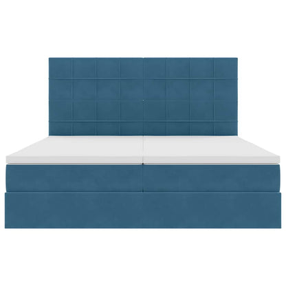 Bed met LED-stripverlichting Donkerblauw 200 x 200 cm Fluweel