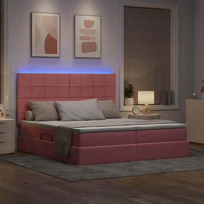 Bed met LED-stripverlichting Roze 200 x 200 cm Fluweel