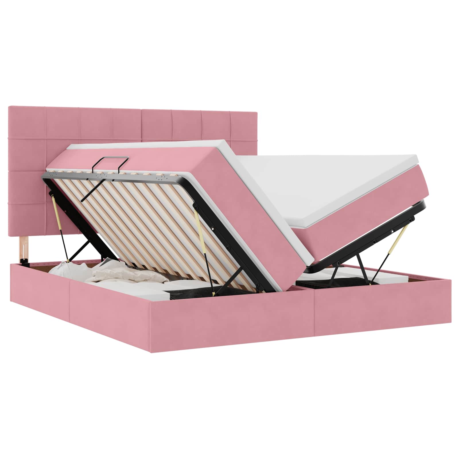 Bed met LED-stripverlichting Roze 200 x 200 cm Fluweel