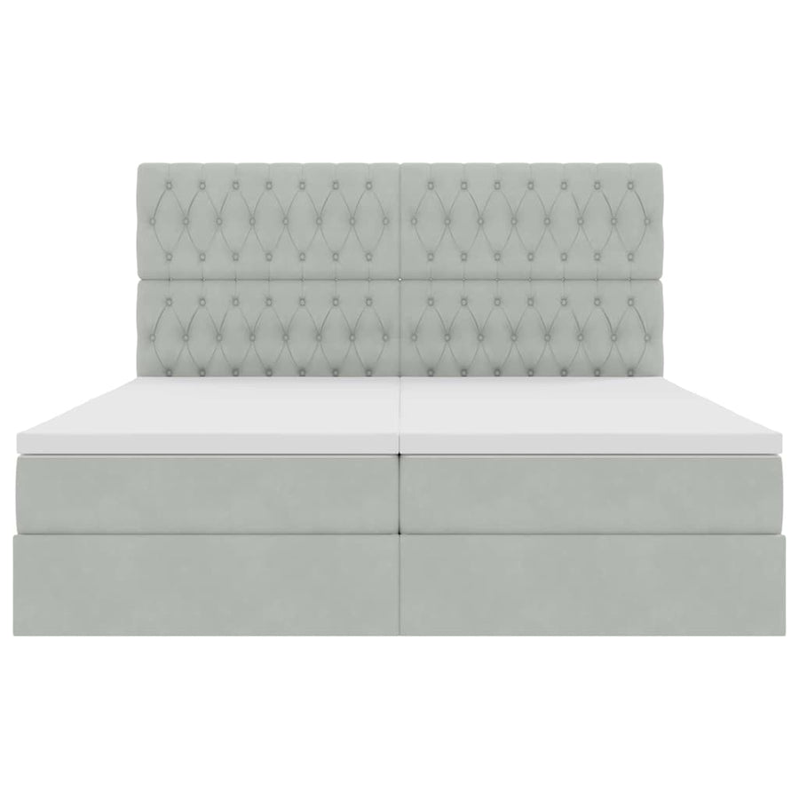 Bed met LED-stripverlichting Lichtgrijs 180 x 200 cm Fluweel