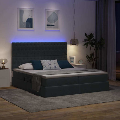 Bed met LED-stripverlichting Donkergrijs 180 x 200 cm Fluweel